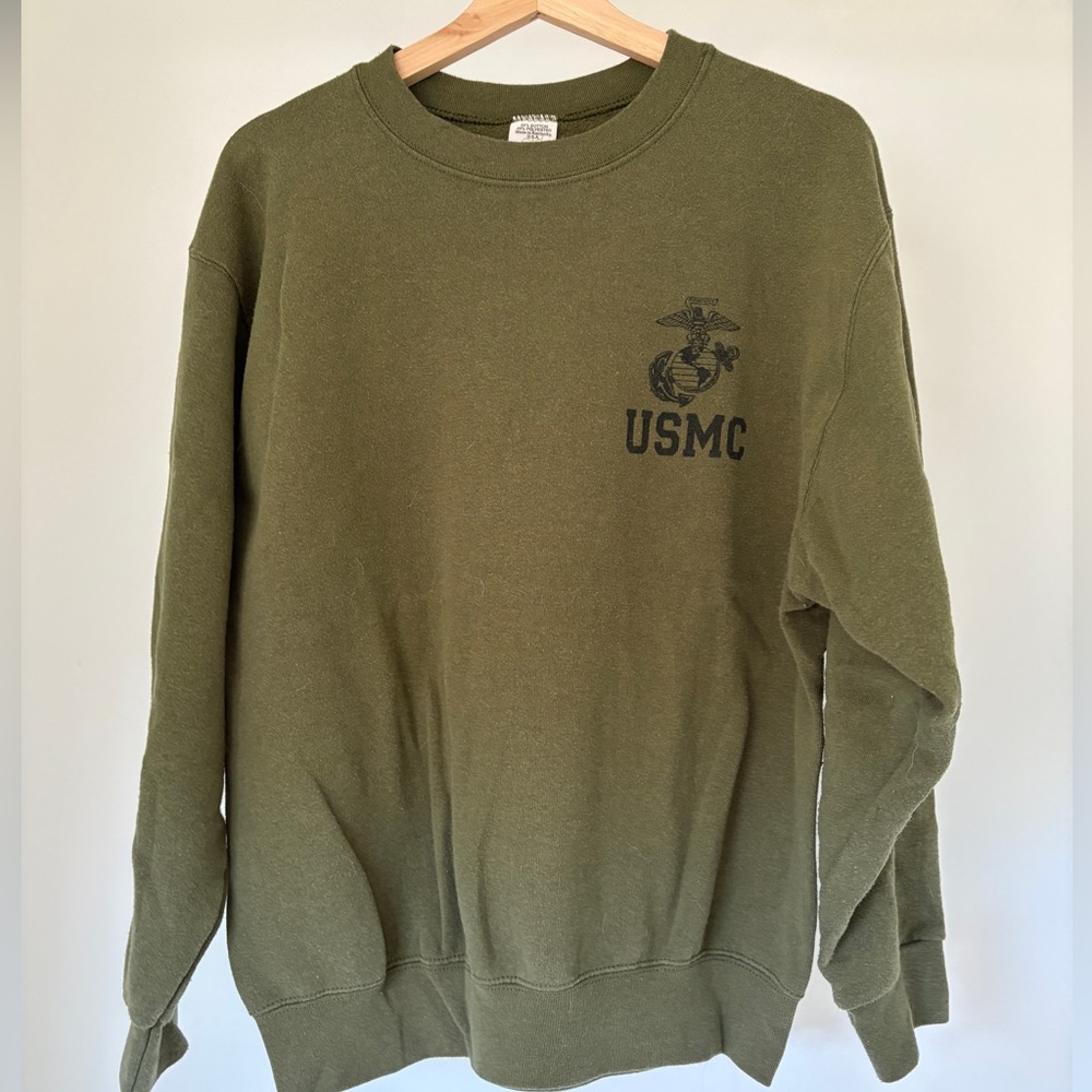 USMC Green Graphic Sweatshirt Size Medium